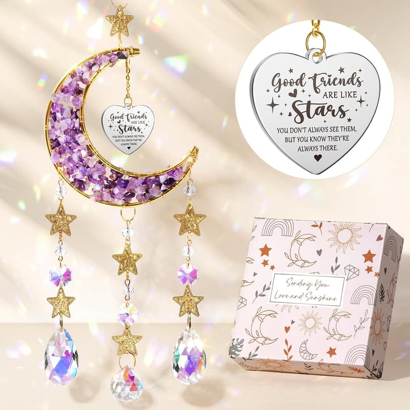 Unique Moon Crystal Suncatcher for Best Friends' Birthday