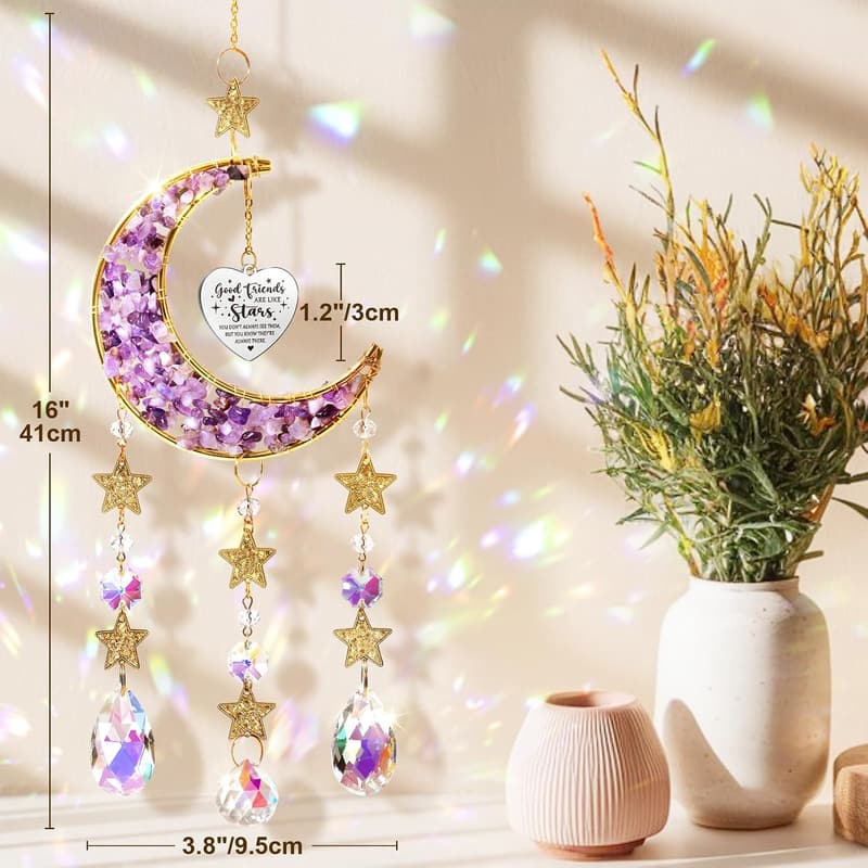 Unique Moon Crystal Suncatcher for Best Friends' Birthday
