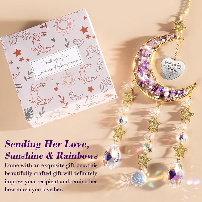 Unique Moon Crystal Suncatcher for Best Friends' Birthday