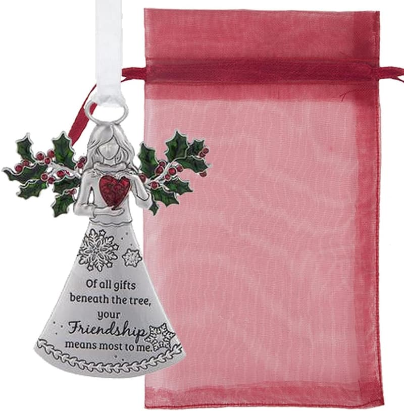 Friendship Ornament with Holly for Christmas, Gift in Red Box