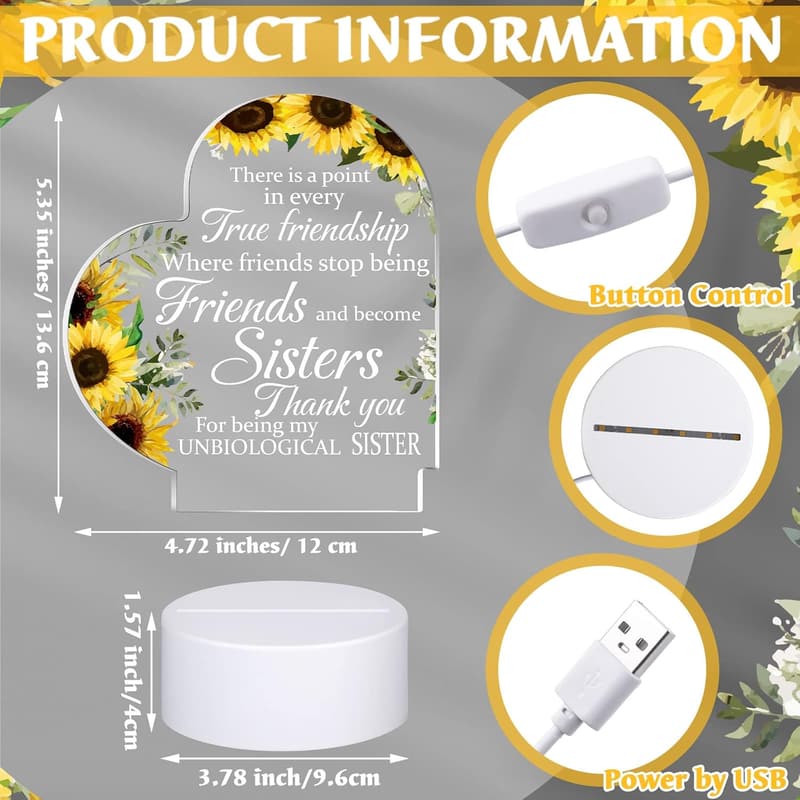 Birthday Friend Gift: Coloured Flower LED Night Light for Women