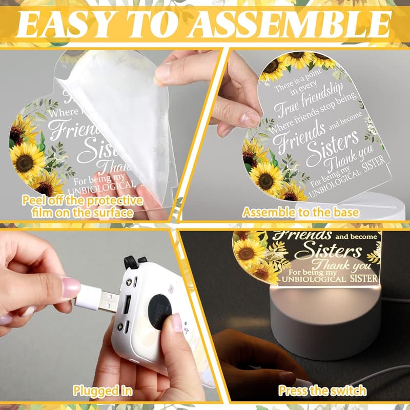 Birthday Friend Gift: Coloured Flower LED Night Light for Women