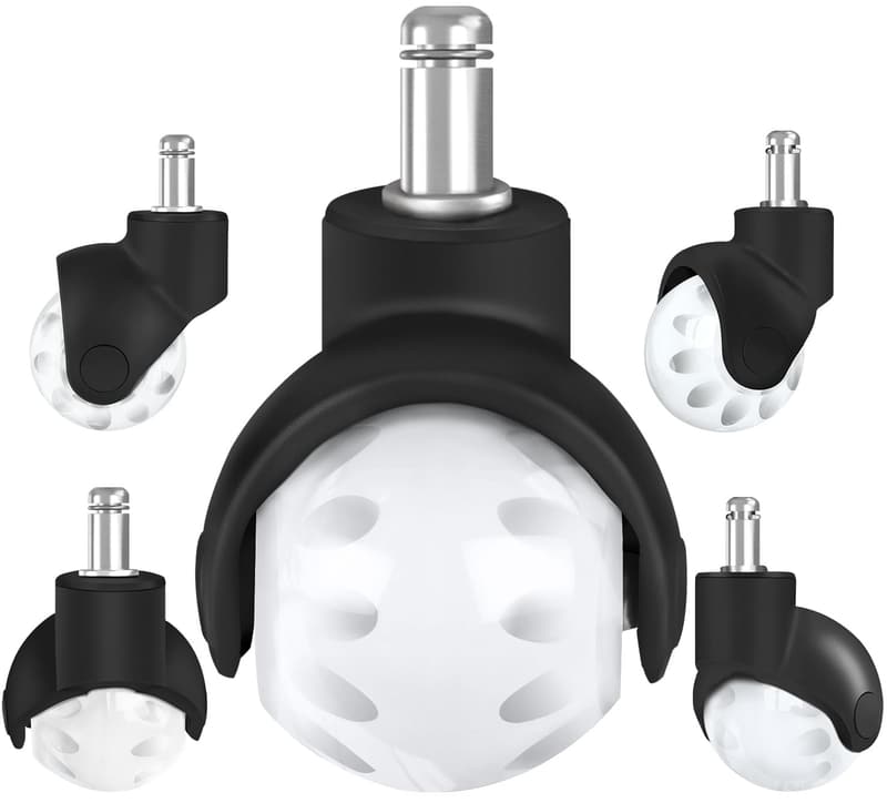 Replacement Rubber Caster Wheels for Office Chairs - Set of 5