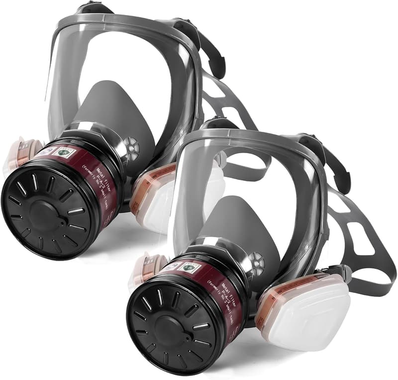 Chemical Respirator Masks with 40mm Activated Carbon Filters - 2 Pack
