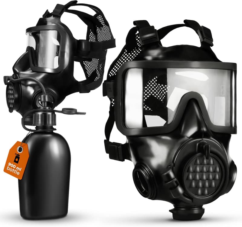 CM-8M Full-Face CBRN Gas Mask with Canteen - Reusable Survival Respirator