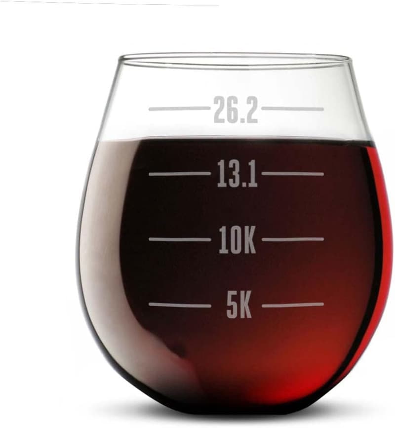 Running Stemless Wine Glass with Runner's Measurements