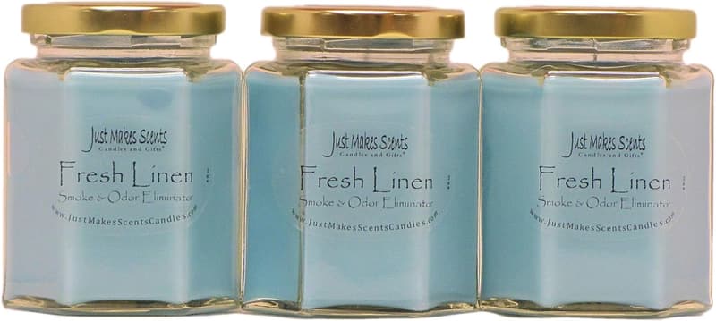 Fresh Linen Scented Odor Eliminator Candles - 3 Pack