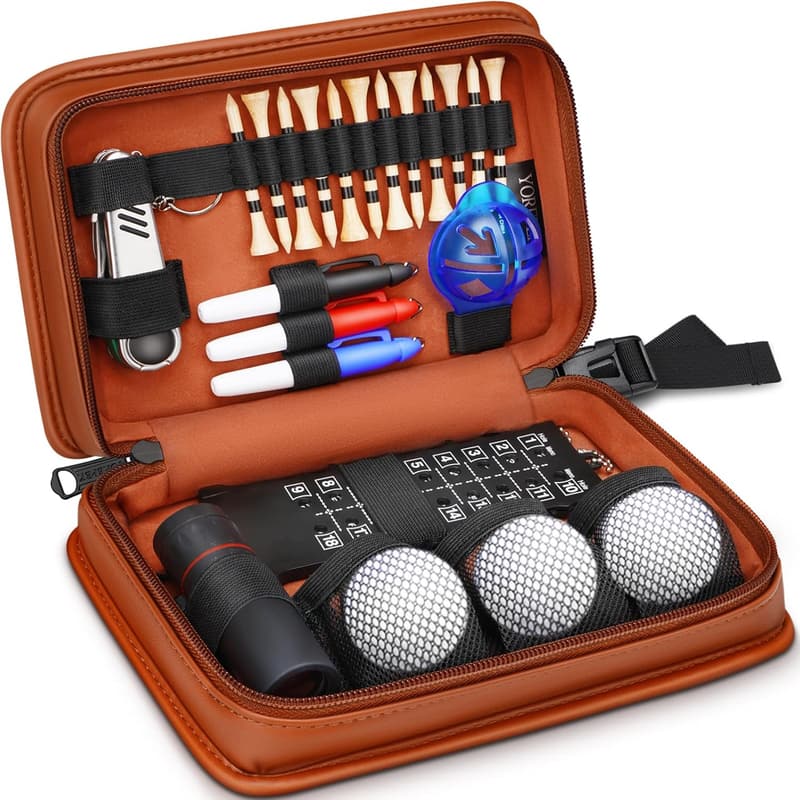 Golf Accessories Kit for Men with Leather Case & 工具