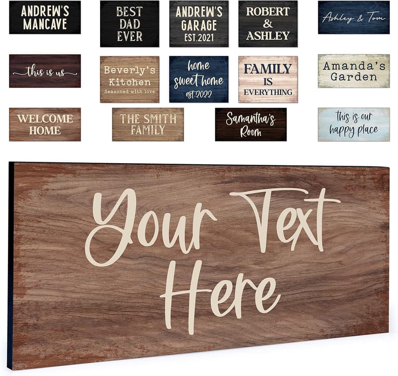 Customizable Home Sign - Personalized Text, 3 Sizes, 12 Backgrounds