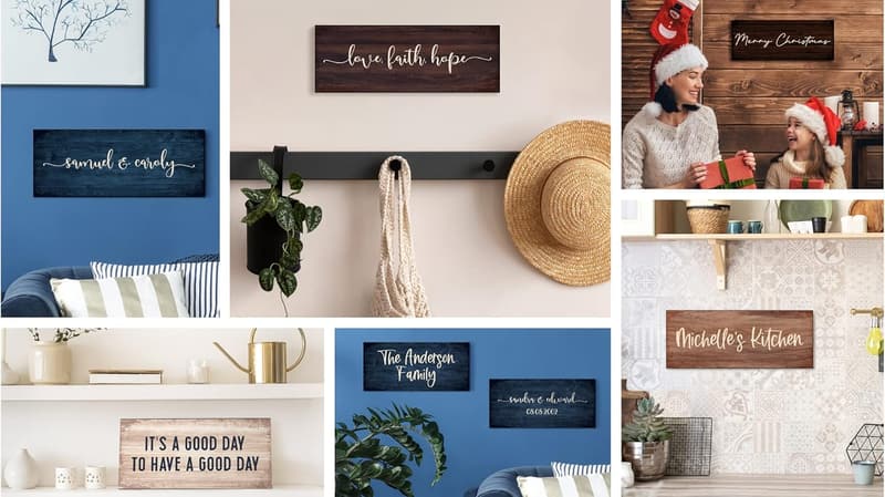 Customizable Home Sign - Personalized Text, 3 Sizes, 12 Backgrounds