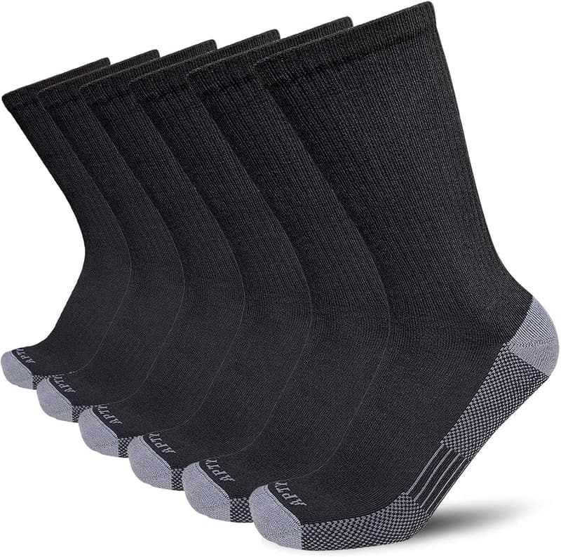 Men's Moisture-Wicking Cushioned Work Boot Socks (4-6 Pairs)