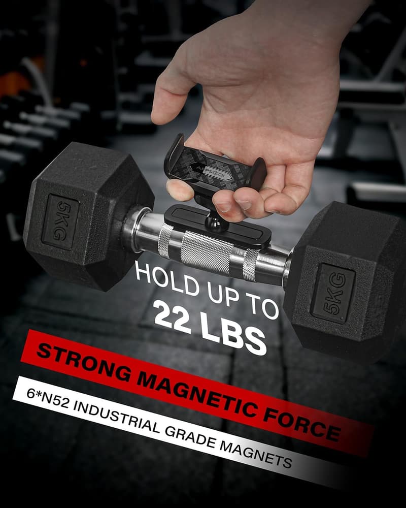 Adjustable Magnetic Gym Phone Holder for 4.7-6.5