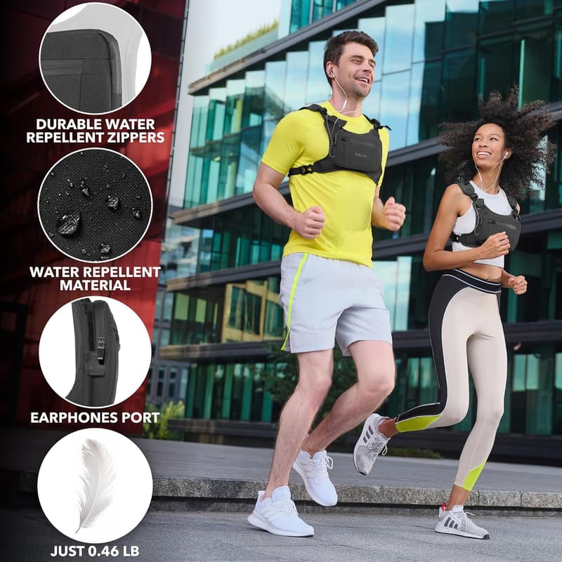 Lightweight Running Chest Pack with Phone Holder & Reflective Vest