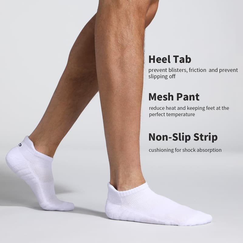 Cushioned Low Cut Running Ankle Socks for Men & Women - 6 Pairs