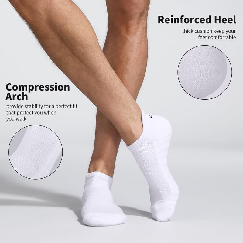 Cushioned Low Cut Running Ankle Socks for Men & Women - 6 Pairs