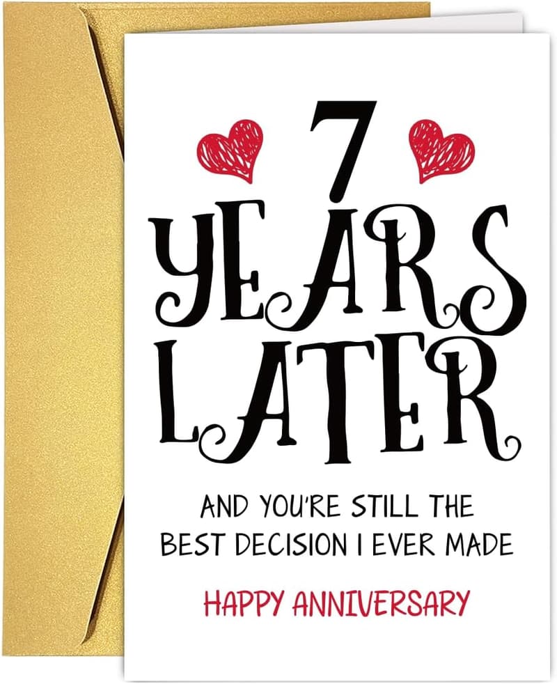 7th Anniversary Card for Couples - Heartfelt Gift Idea
