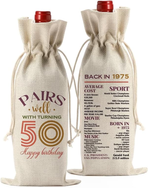 50th Birthday Wine Bag Gift for Her - Fun & Unique