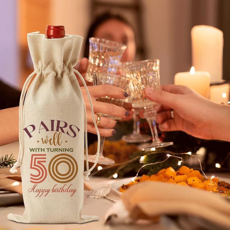 50th Birthday Wine Bag Gift for Her - Fun & Unique