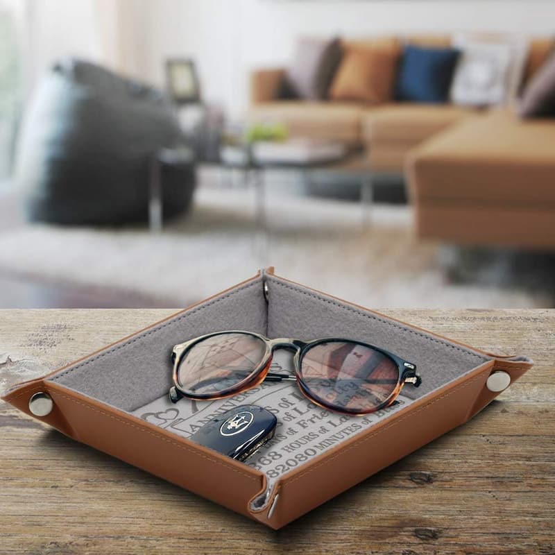 7th Anniversary Engraved Wool Jewelry Tray for Couples