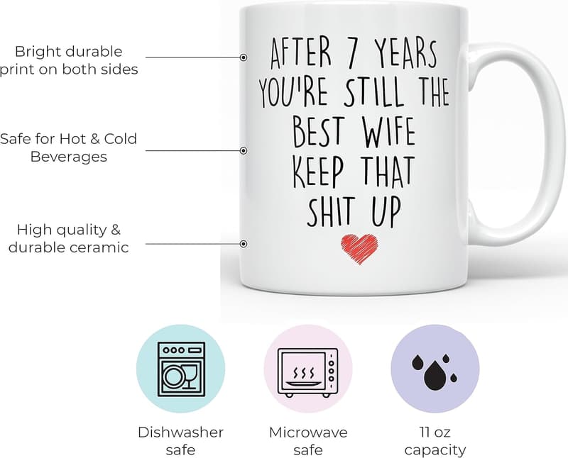 7th Anniversary Coffee Mug - 11 oz for Wife