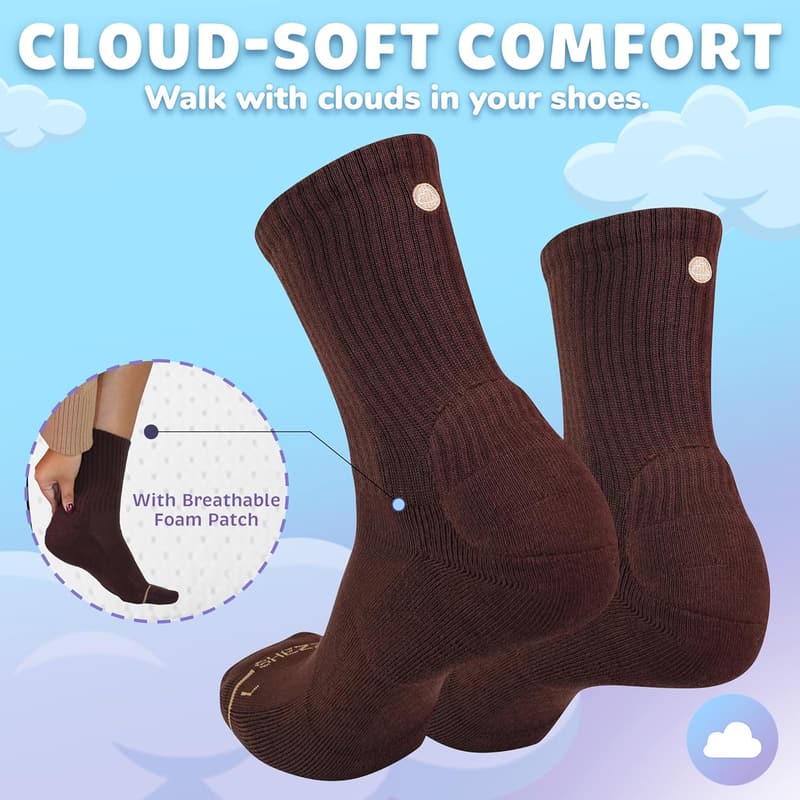 Anti-Blister Cushioned Crew Socks - Breathable & Comfortable