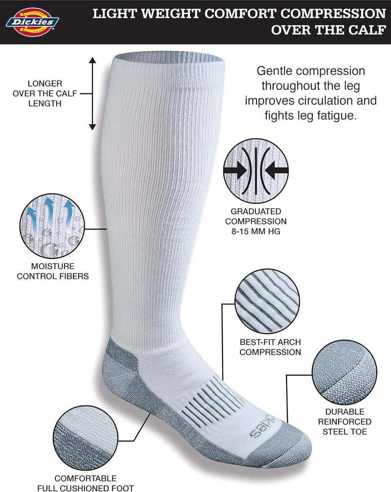 Dickies Men's Over-The-Calf Compression Socks, M-XXL (2 or 4 Pairs)