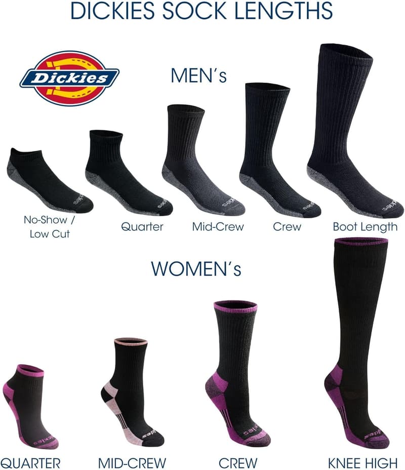 Dickies Men's Dri-Tech Moisture Control Boot Socks, L-XL (12 Pairs)