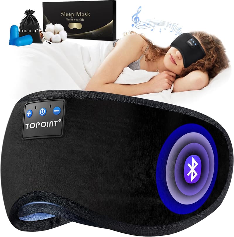 Bluetooth Sleep Mask with Headphones for Travel & Meditation