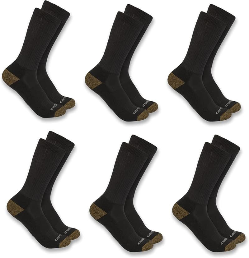 Carhartt Men's Midweight Synthetic Crew Socks - 6 Pack