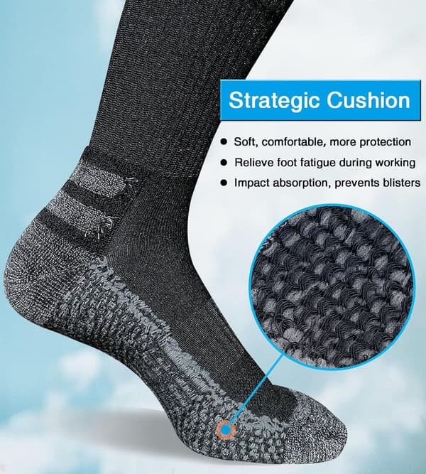 Men's Cushioned Moisture-Wicking Work Boot Socks - 4 Pairs
