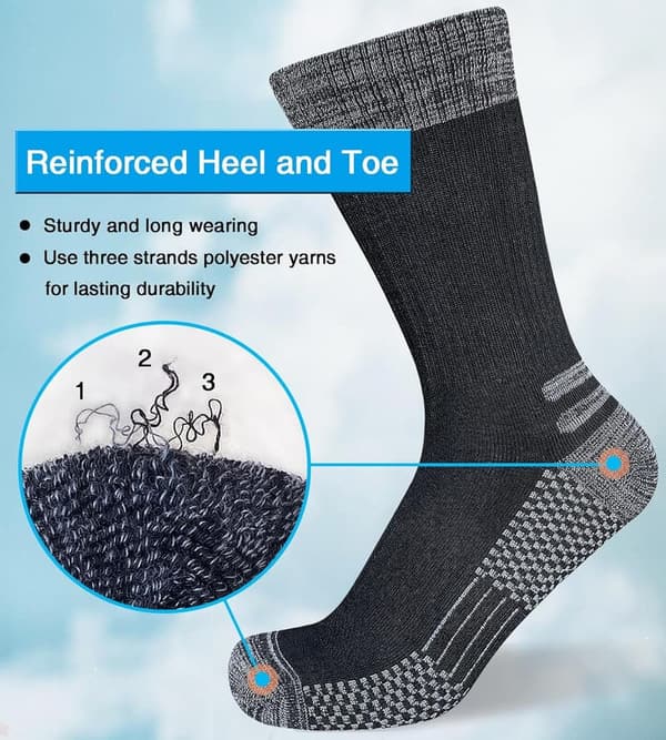 Men's Cushioned Moisture-Wicking Work Boot Socks - 4 Pairs