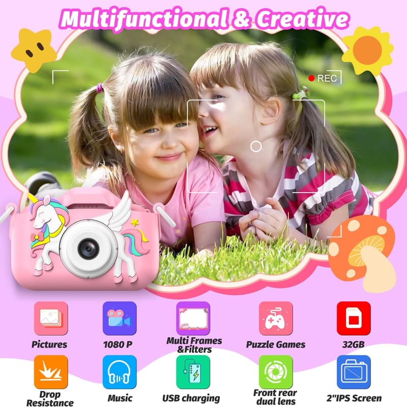 1080P HD Children's Camera for Ages 3-12 - Ideal Gift