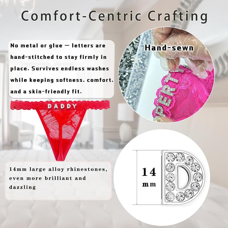 Personalized Couples' Rhinestone Thongs - Custom Name Underwear