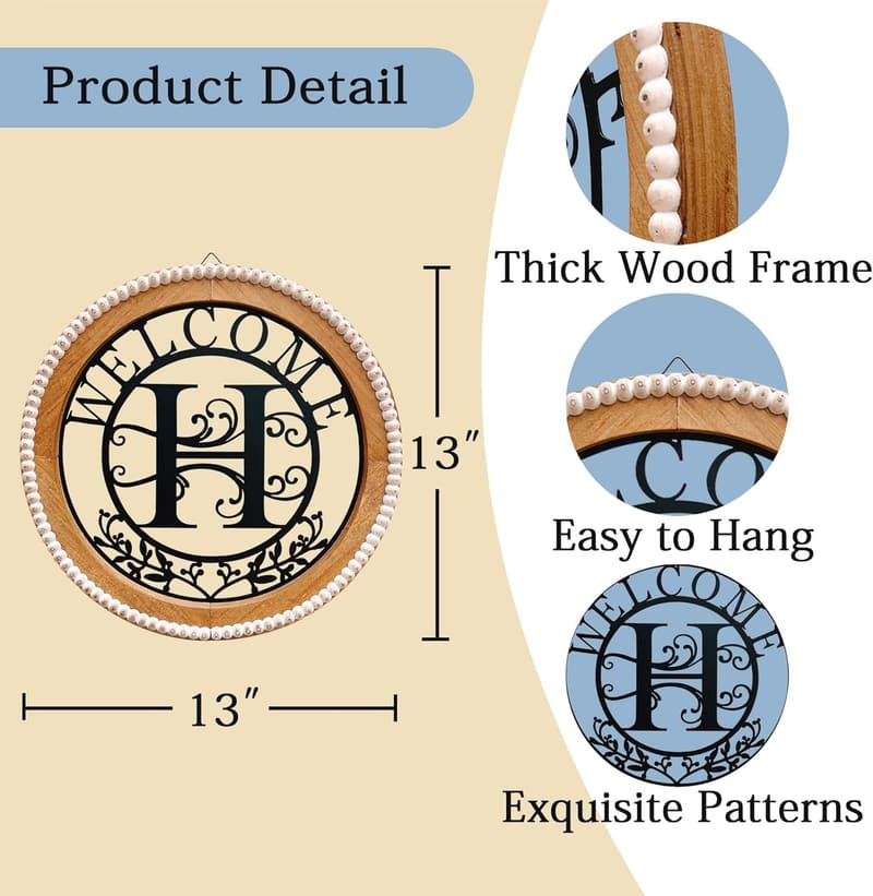 Personalized Metal & Wood Monogram Wall Art Sign