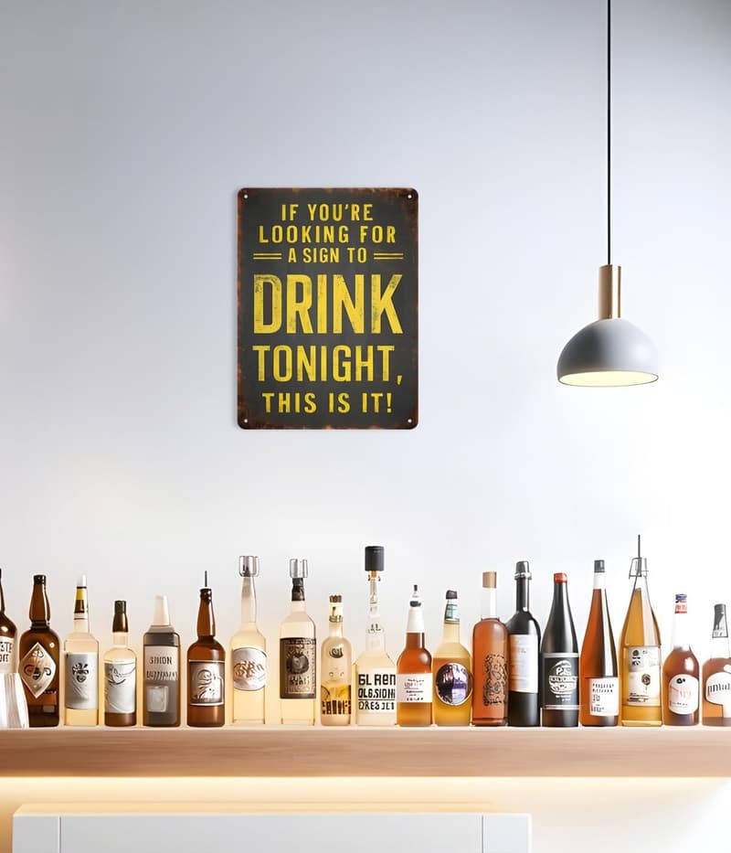 Humorous Metal Bar Sign for Home Bar and Man Cave Decor