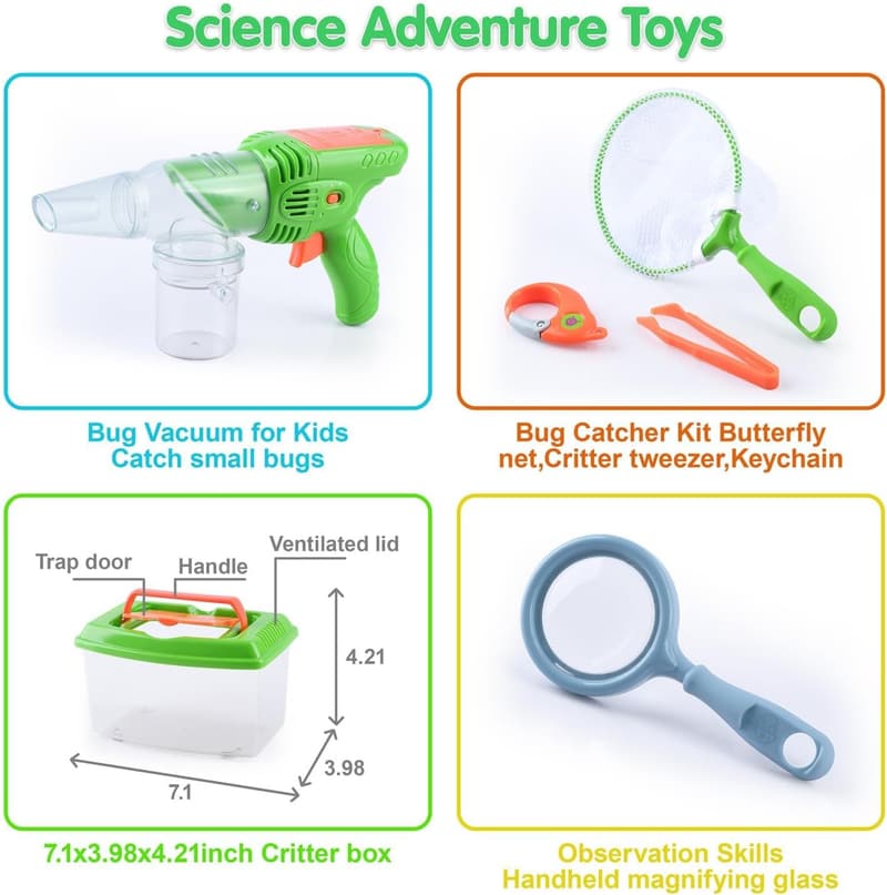 Outdoor Bug Catcher Kit for Kids Ages 3-8 with Vacuum & Habitat