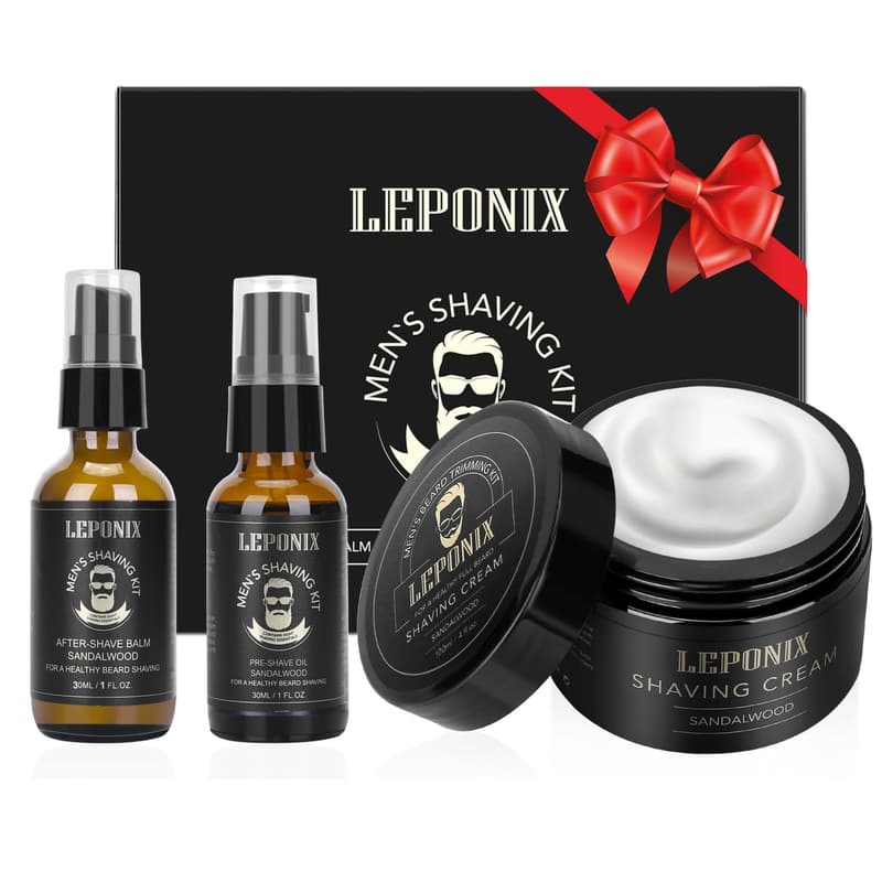 Men's Shaving Gift Set: Sandalwood Cream, Aftershave & Oil