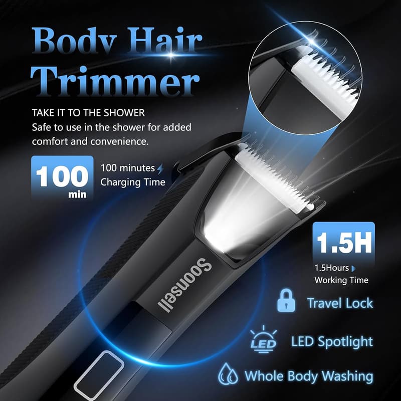 4-in-1 Men's Grooming Kit: Beard Trimmer & Ball Shaver