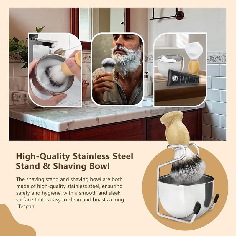 Men's 5-in-1 Shaving Kit with Brush, Bowl & Cream