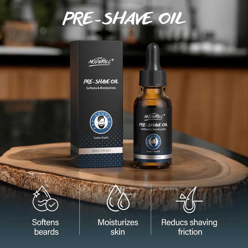 Men's Shaving Kit Gift Set with Soap, Oil, and Apron
