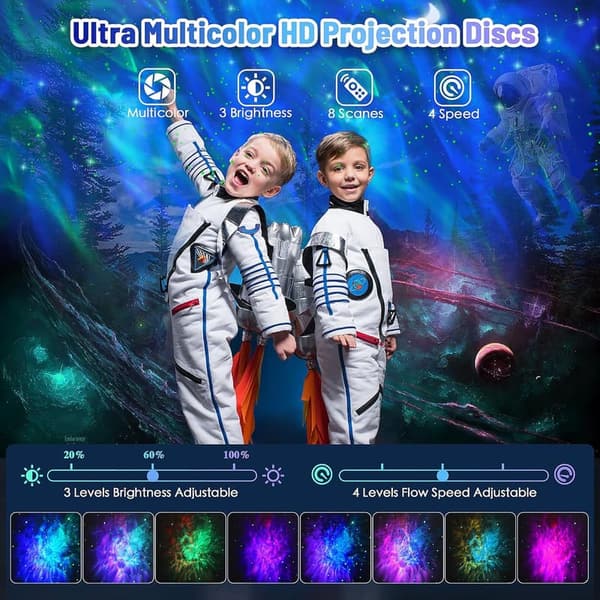 Galaxy Projector Night Light for Kids & Adults - 8 Color Effects