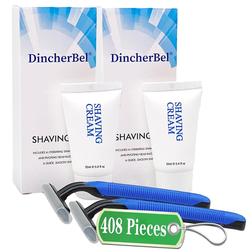 Disposable Razor and Cream Shave Kit for Travel (408 Pack)