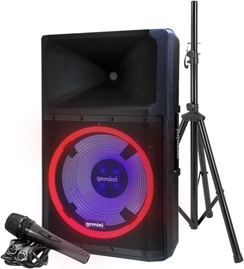 2200W Bi-Amped Bluetooth DJ Speaker with LED Lights and Microphone