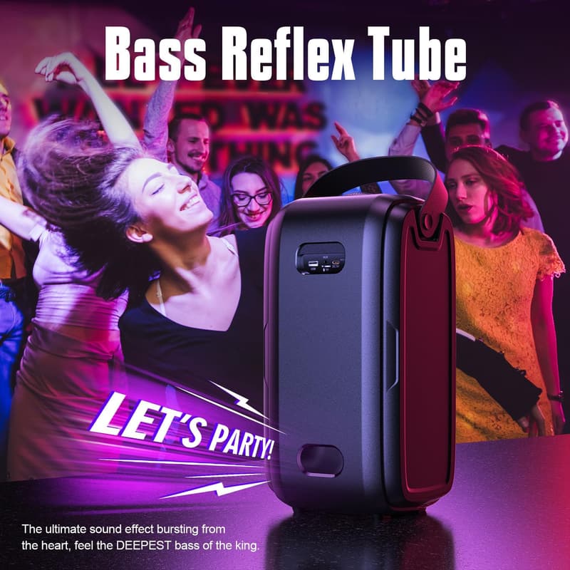 Portable Bluetooth Boom Box Speaker with 180W Deep Bass
