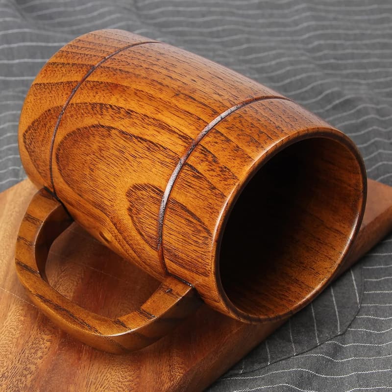 Handmade Vintage Wooden Beer Mug for Men & Women, 18 oz