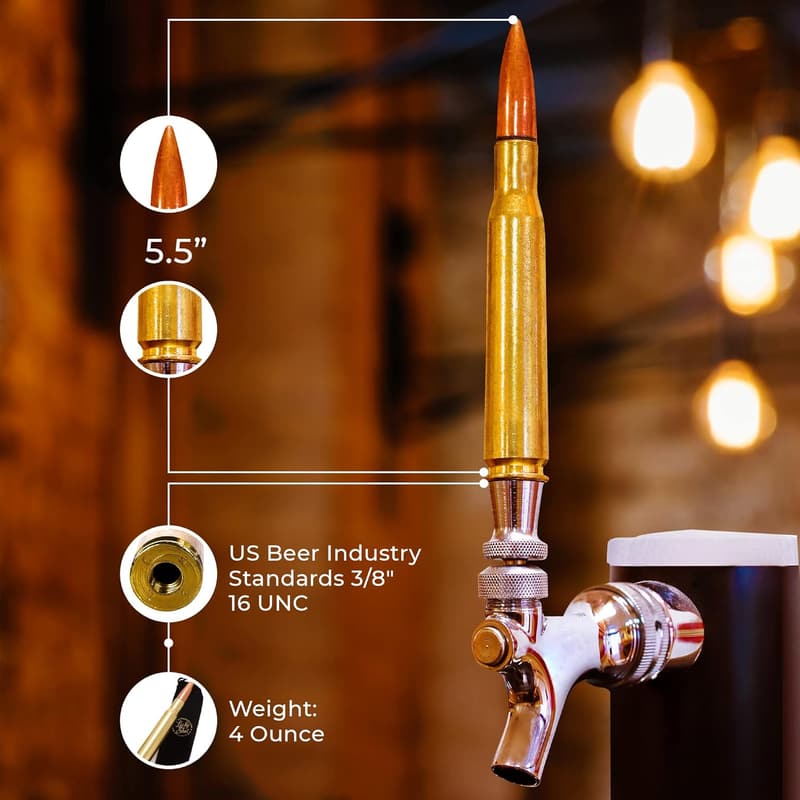 50 Caliber Bullet Beer Tap Handle - Premium Bar Accessory