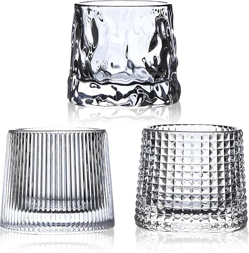 Set of 3 Heavy Bottom Crystal Whiskey Glasses - 5 oz Old Fashioned