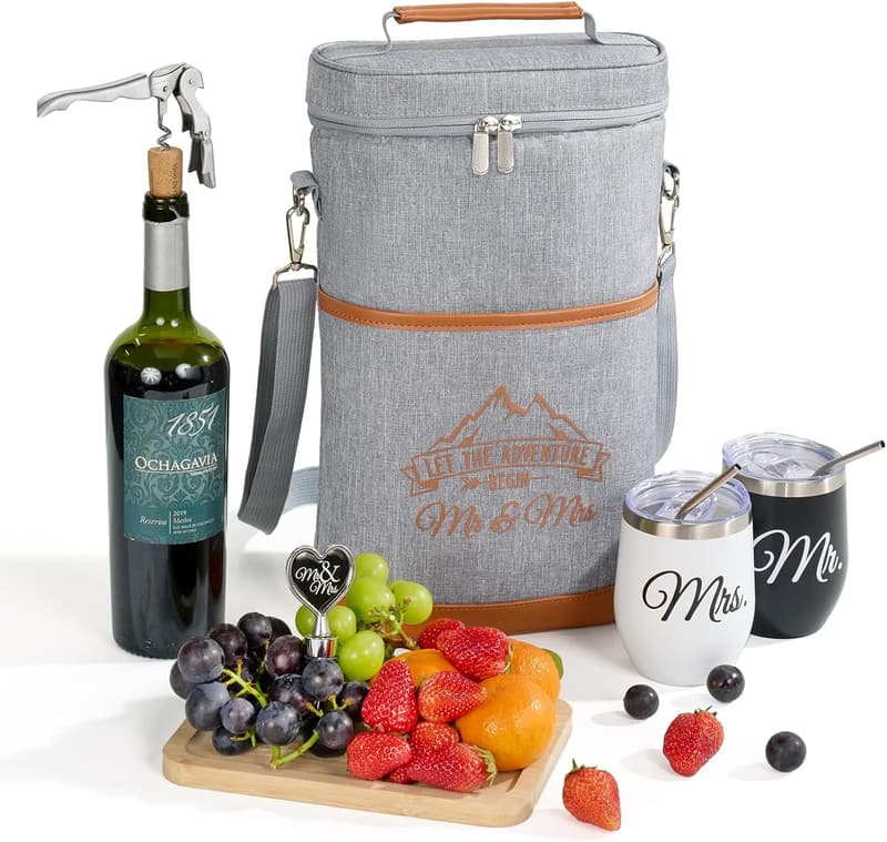 Engagement Wedding 15 Oz Double Wall Wine Tumblers Set