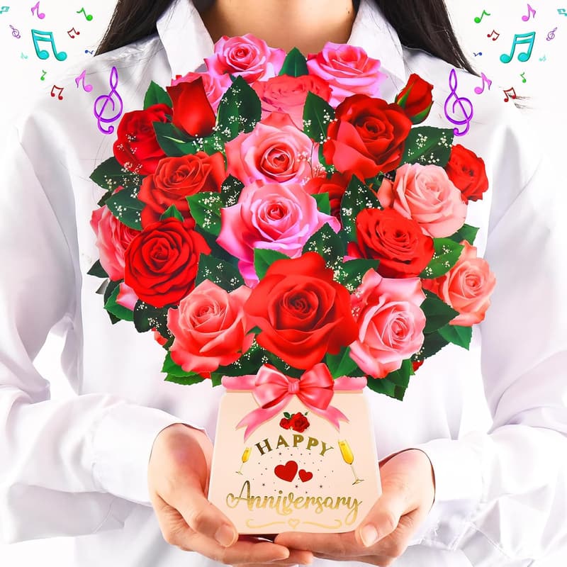 Happy Anniversary Pop-Up Card with Lights & Music for Her