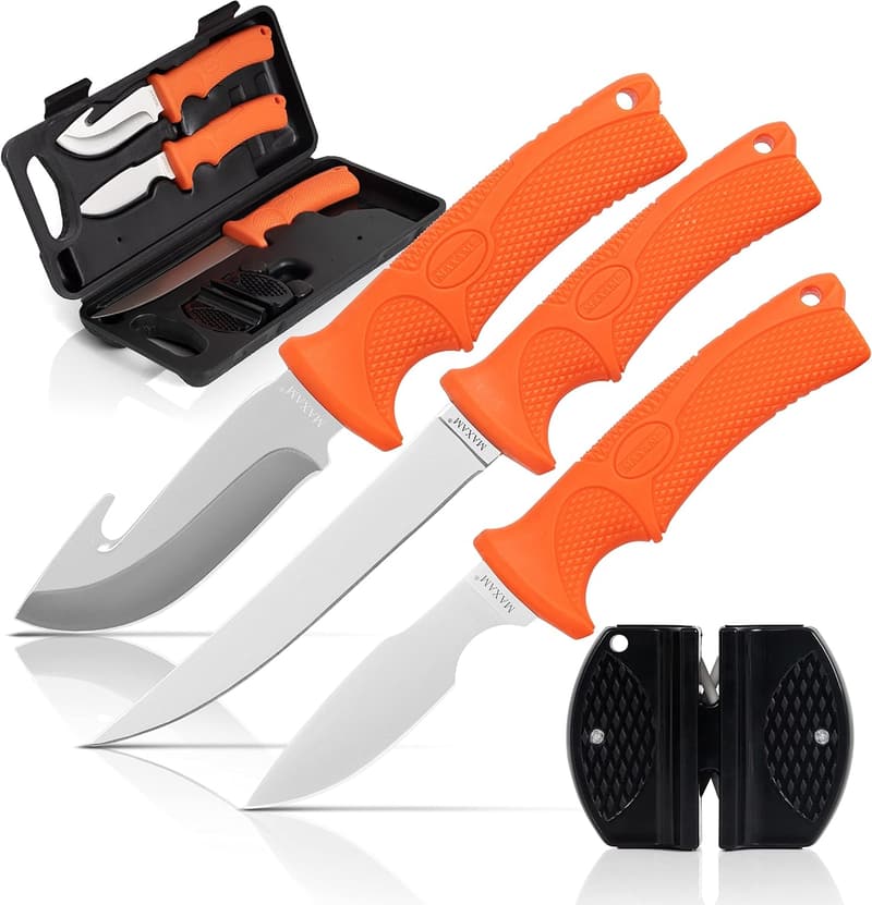 Stainless Steel Fixed Blade Knife Set with Storage Case